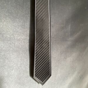 Manoble Slim Tie Black with White Pinstripe & Black Diagonal Stripes